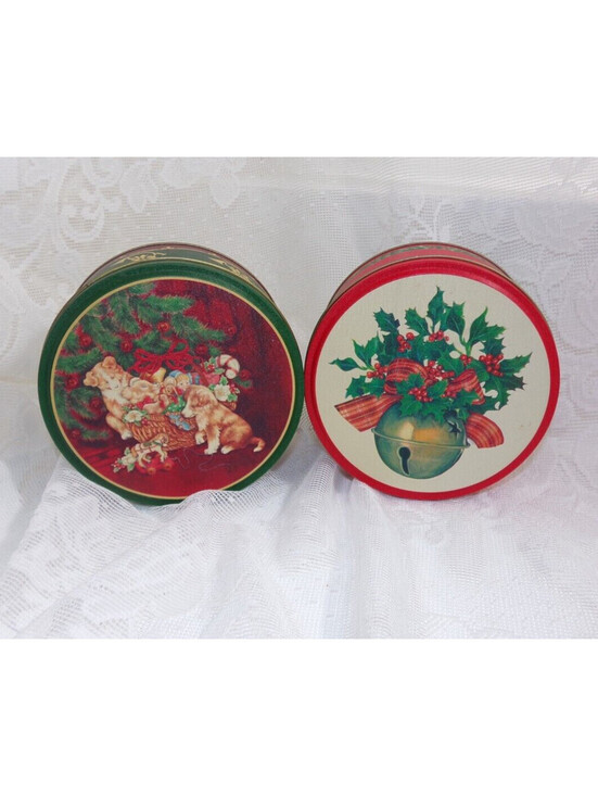 Other - Vintage  lot of 2 Christmas Tin can 3 X 5.5" Fill them up with any gift
